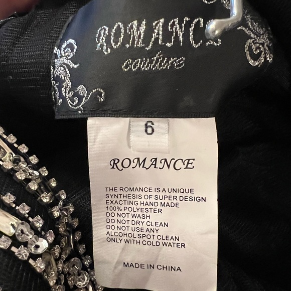 Romance Couture NWT size 6 evening gown in black with rhinestone detail. - Picture 4 of 7